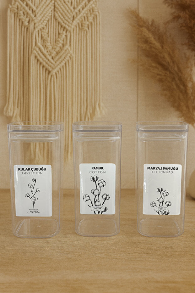 Set de 3 Boîtes de Rangement Salle de Bain avec Couvercles