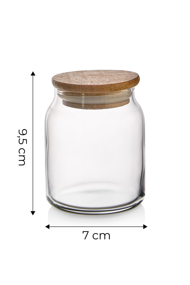 Set de 6 Bocaux à Épices en Verre avec Couvercle Bambou 290 ml