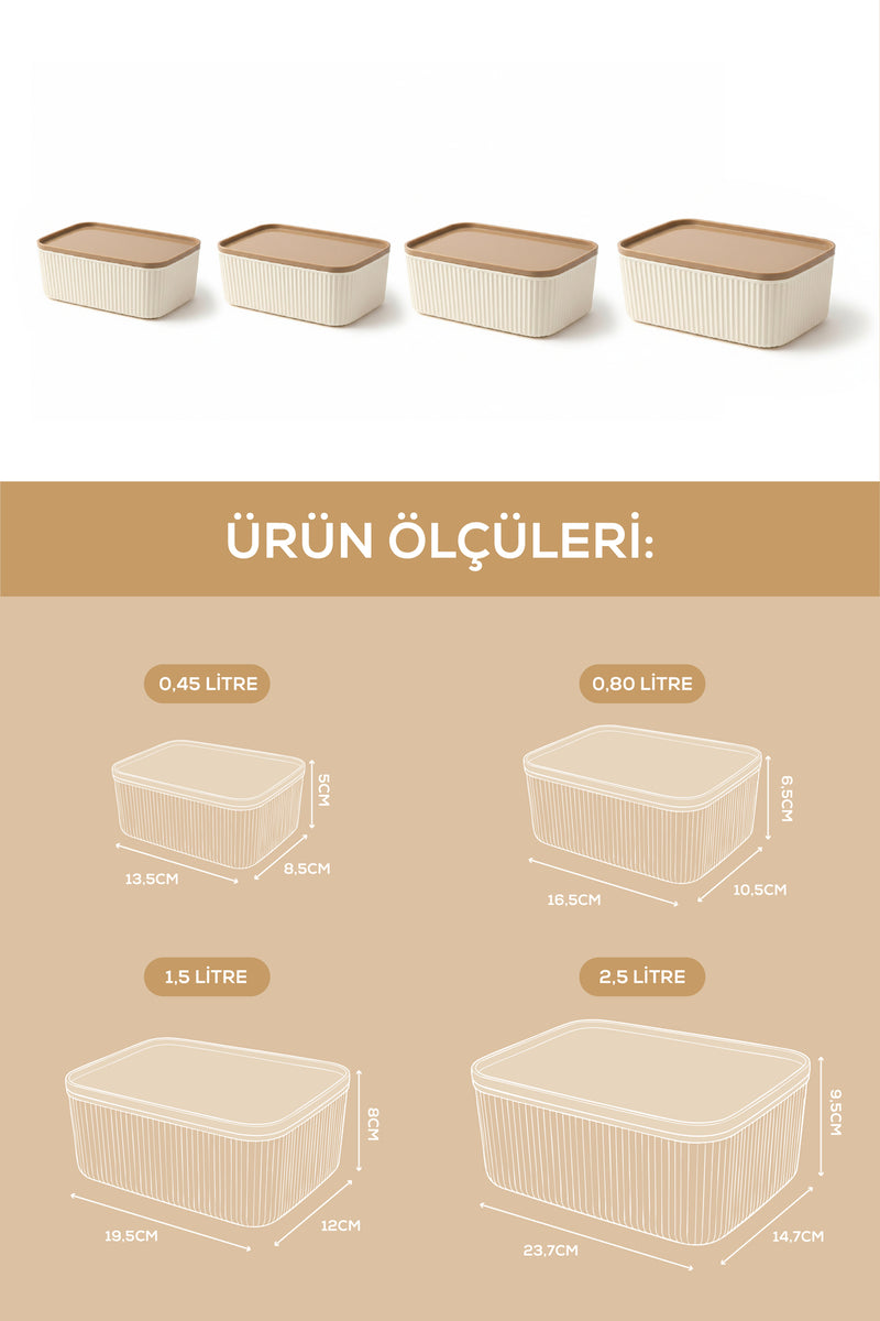 Set de 4 Boîtes de Conservation Rectangulaires Hermétiques – Compatibles Micro-ondes et Congélateur