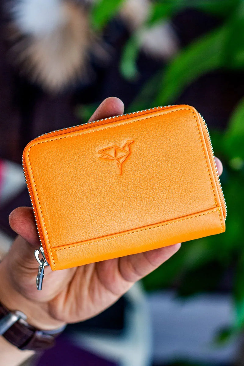 Portefeuille unisexe en cuir véritable Crazy Leather zippé avec porte-monnaie – Taba Sydney