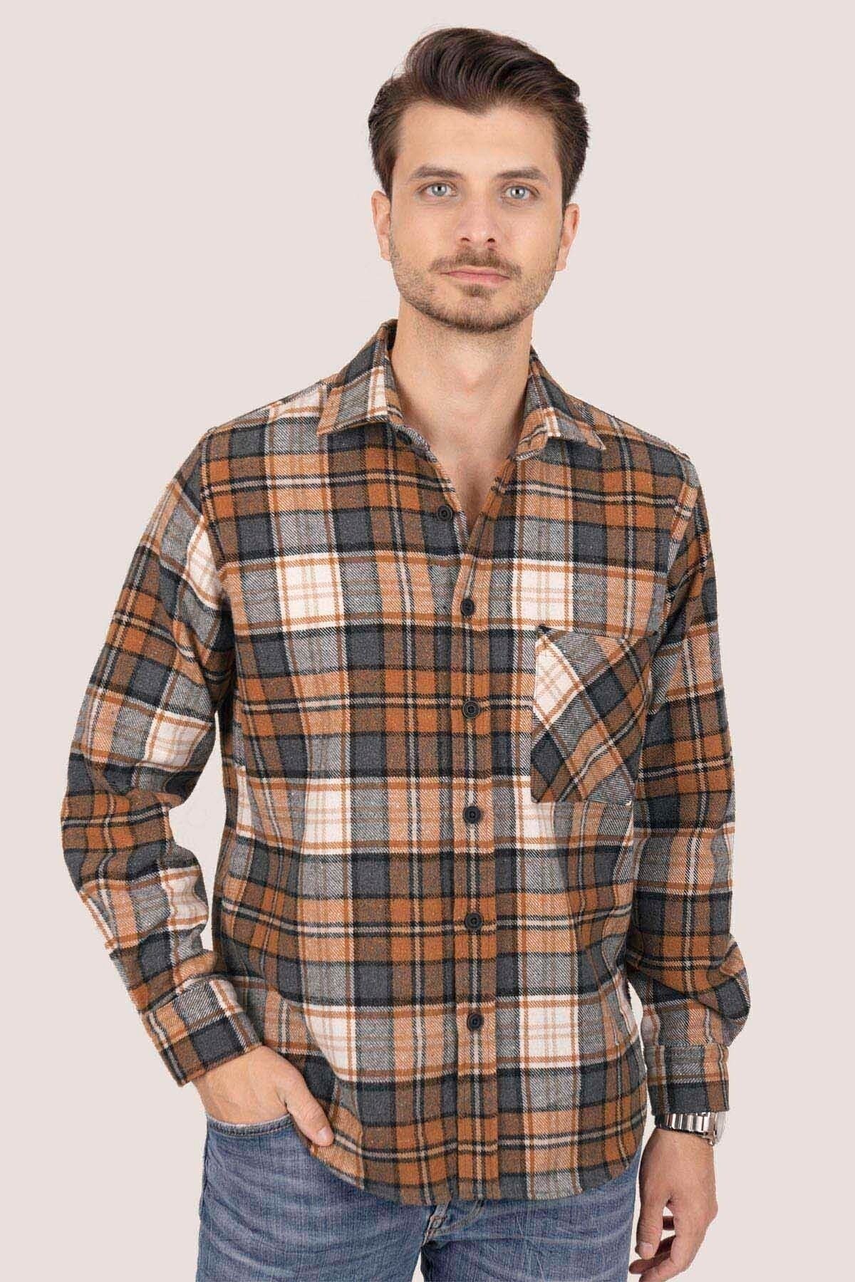 <tc>Chemise oversize épaisse à dégradé gris et orange, en boîte cadeau - 20350</tc>