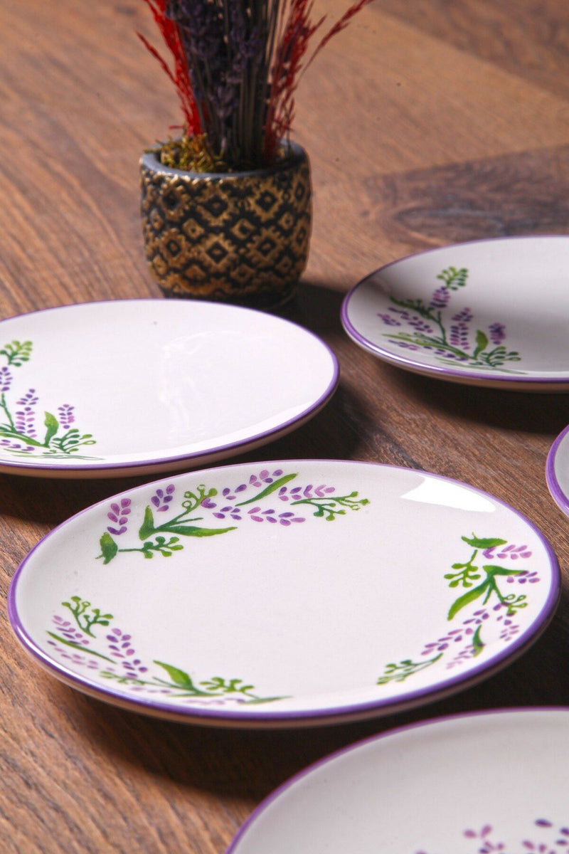 Lot de 6 assiettes à dessert empilables faites main 16 cm en céramique naturelle – Design élégant