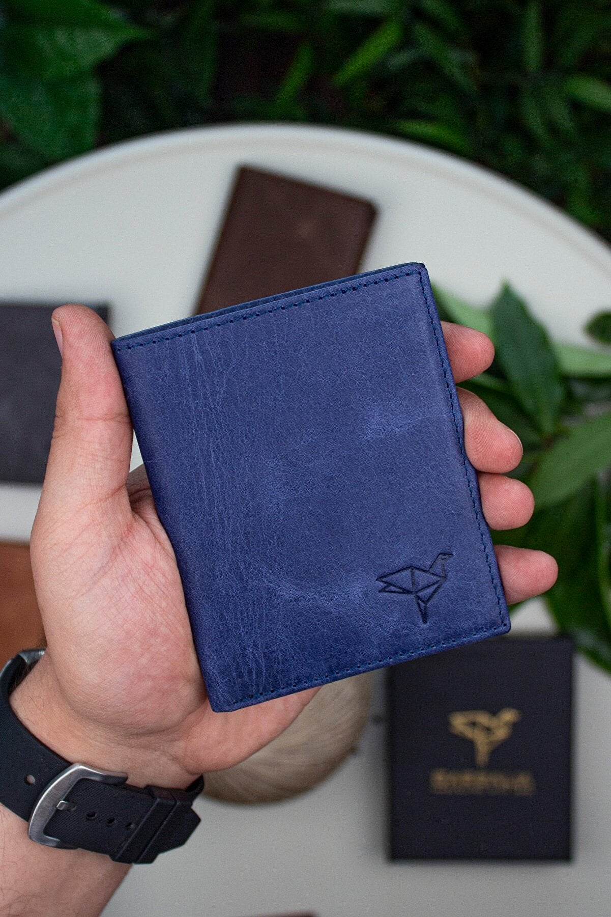 Porte-cartes en cuir véritable Crazy Leather vert – Utah