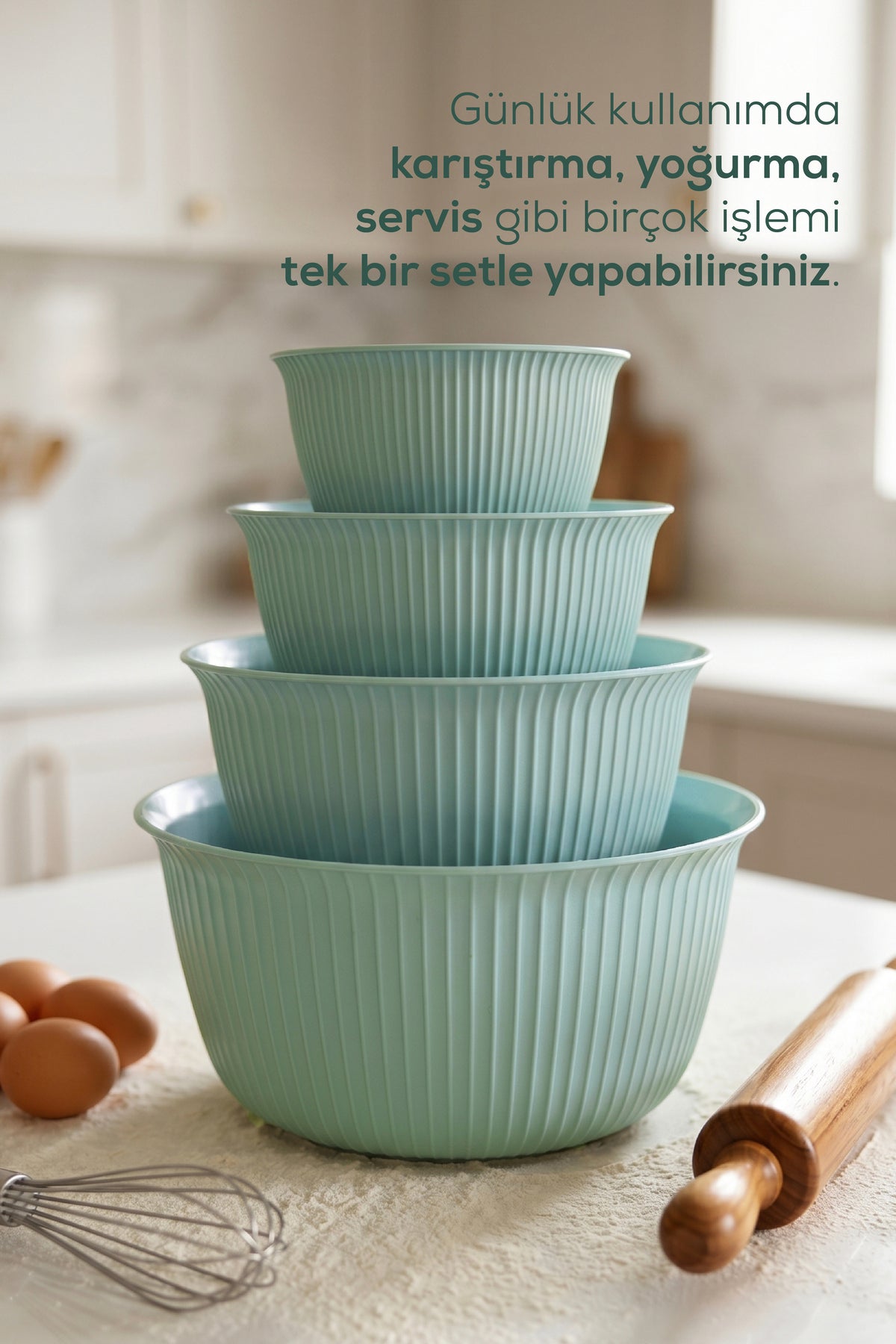 Set de 4 Bols de Cuisine Multifonctions avec Couvercles – 1 L, 2 L, 3 L et 5 L
