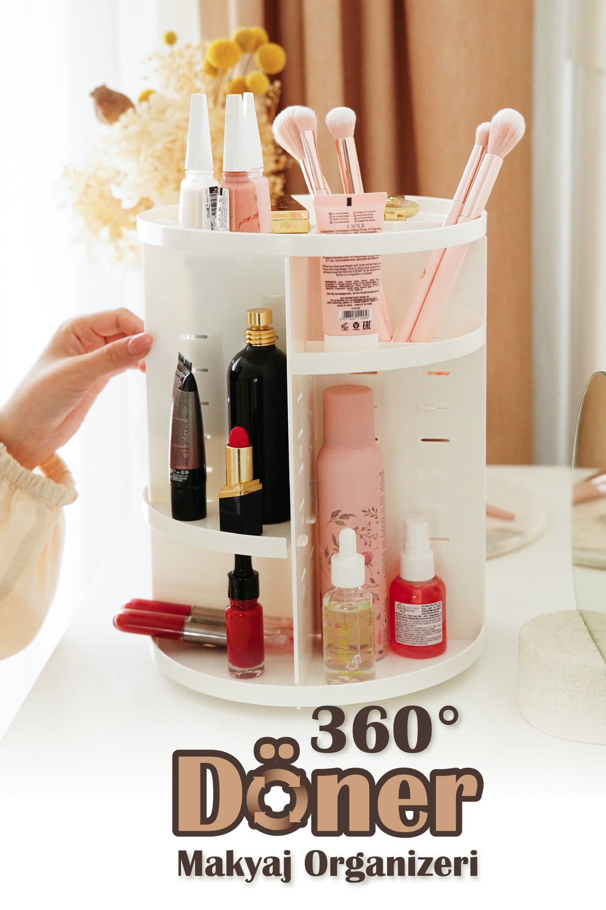 Organisateur de Maquillage Rotatif à 360° avec Étagères