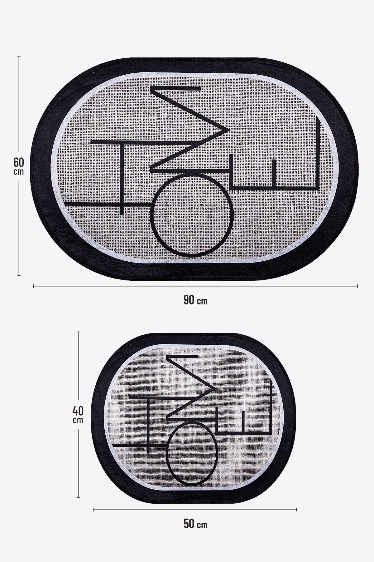 Set de 2 Tapis de Toilette avec Motif - 60x90 cm et 40x60 cm