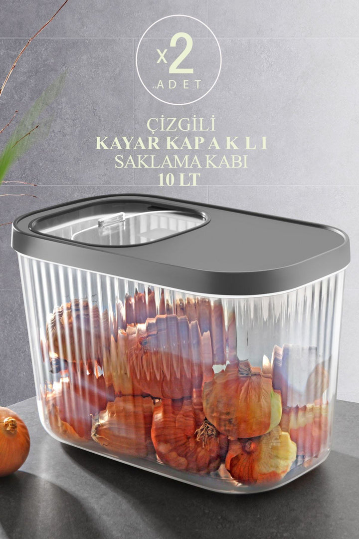 Lot de 2 Boîtes de Rangement 10 L avec Couvercle Coulissant