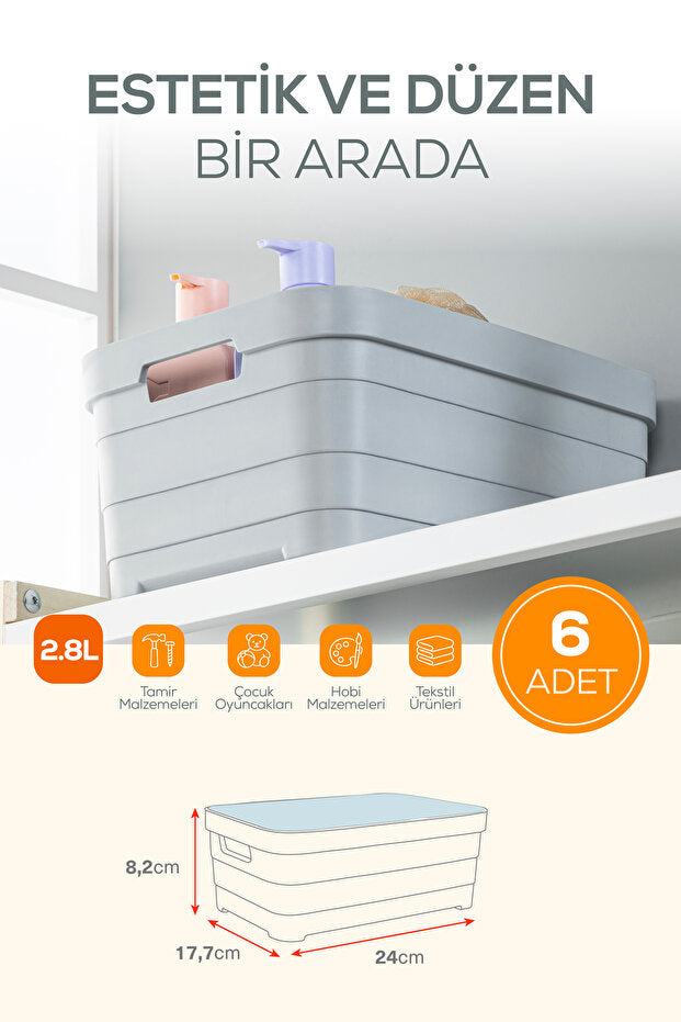 Lot de 6 Boîtes de Rangement avec Couvercle 2,8 L – Boîtes de Conservation Empilables