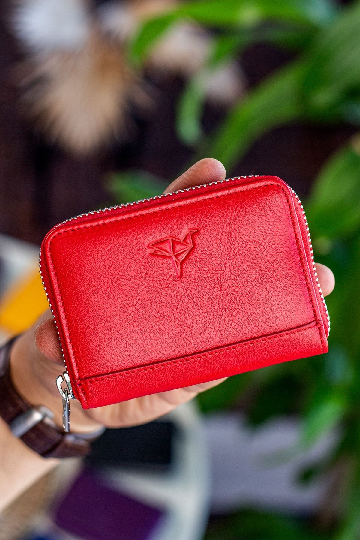 Sydney Hakiki Deri Bozuk Para Gözlü Fermuarlı Unisex Crazy Taba Cüzdan - Justyol