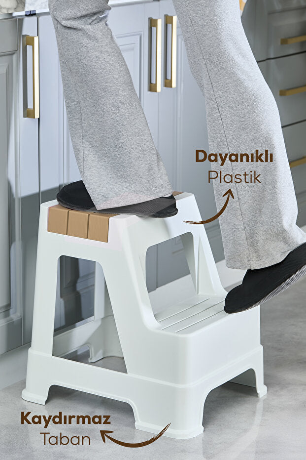 Tabouret Marchepied en Plastique Antidérapant à 2 Marches – Usage Domestique