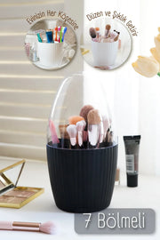 Organisateur de maquillage noir 7 compartiments avec couvercle - Justyol