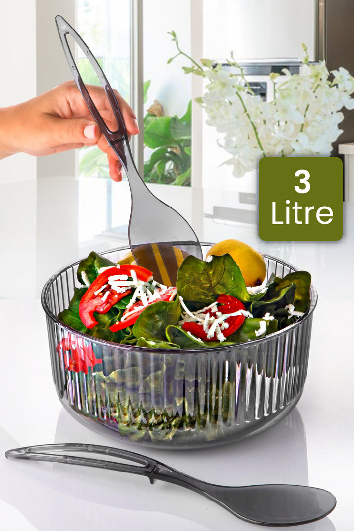 Saladier Rond en Acrylique 23 cm avec Cuillère de Service