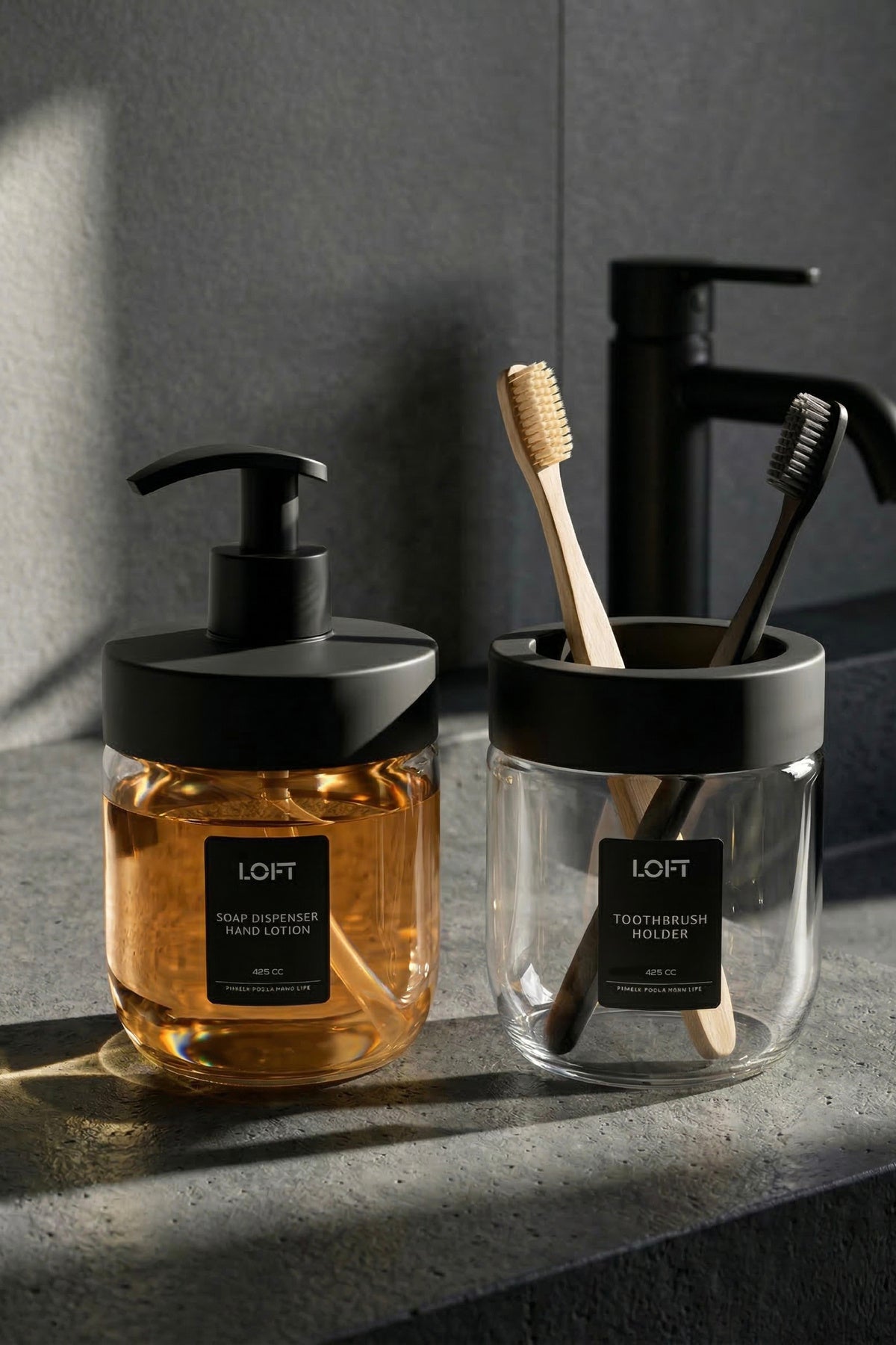 Set de Salle de Bain en Verre 2 Pièces 425 ml