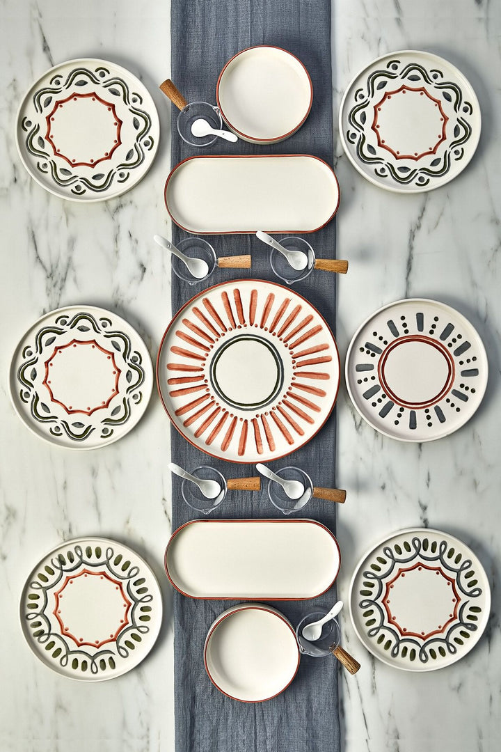 Service petit-déjeuner empilable 6 personnes 23 pièces – Design simple avec coupelles et cuillères