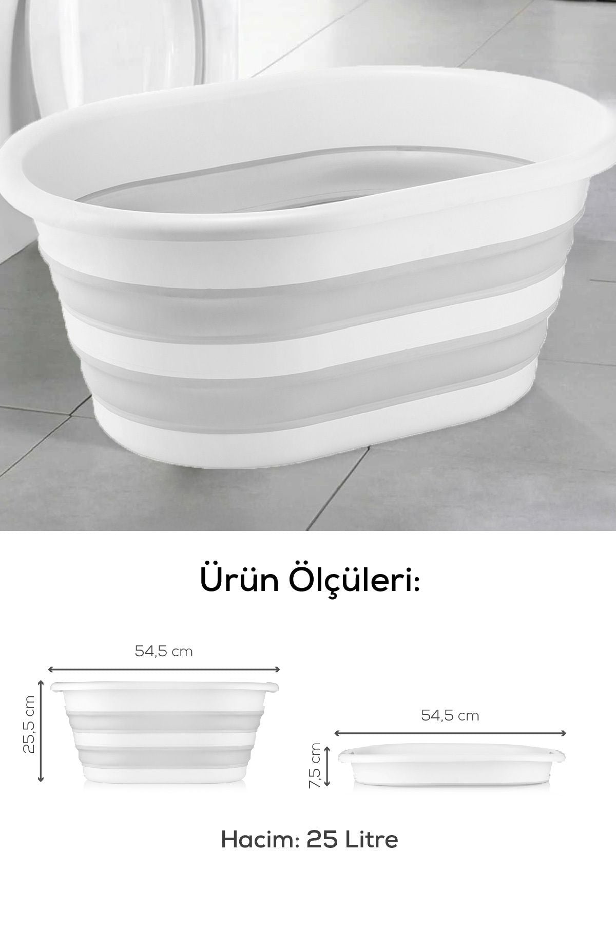 25 Litre Katlanır Çamaşır Sepeti - Katlanır Sepet JHome