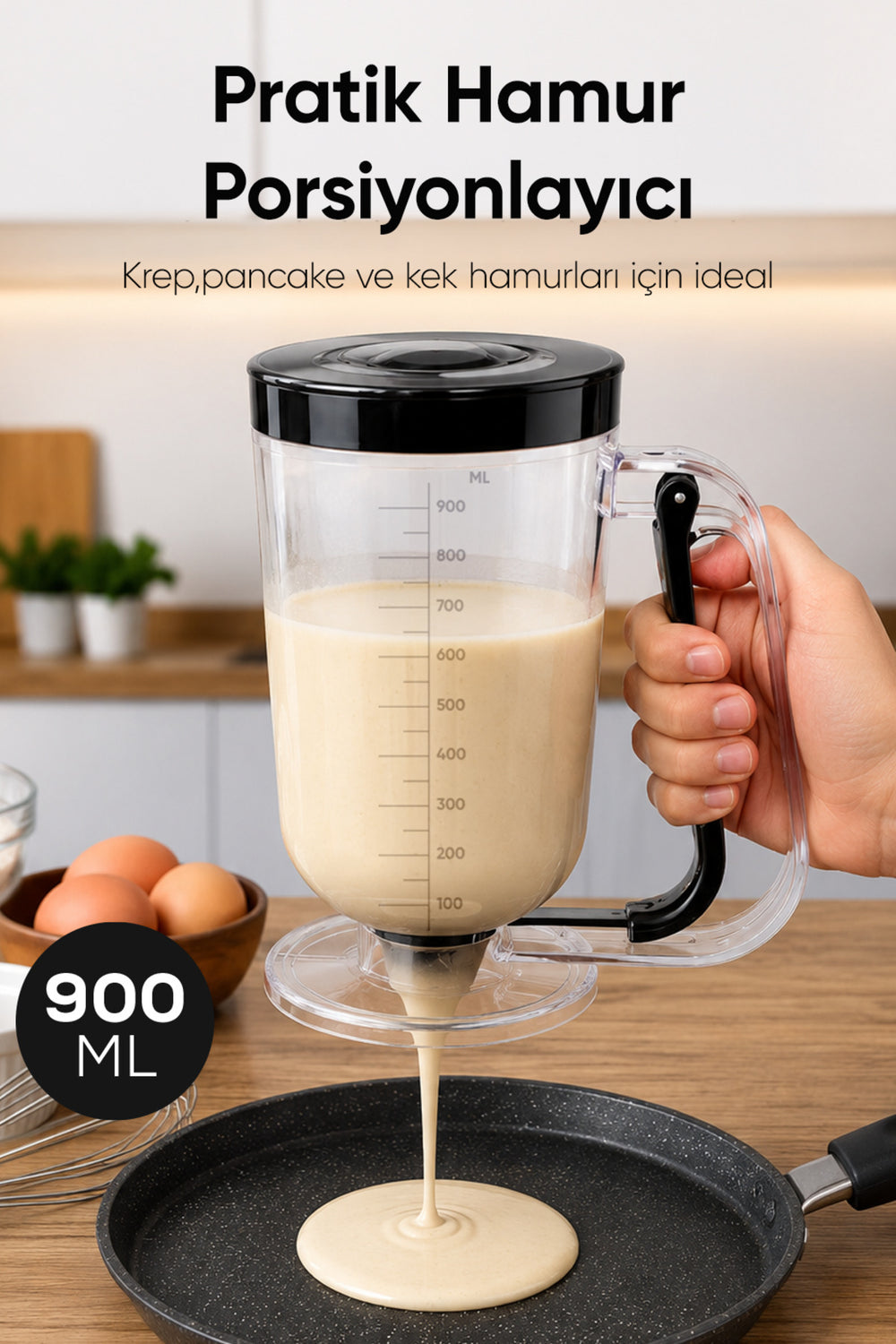 Distributeur de Pâte 900 ml – Verseur Anti-Goutte pour Pancakes, Gaufres et Muffins
