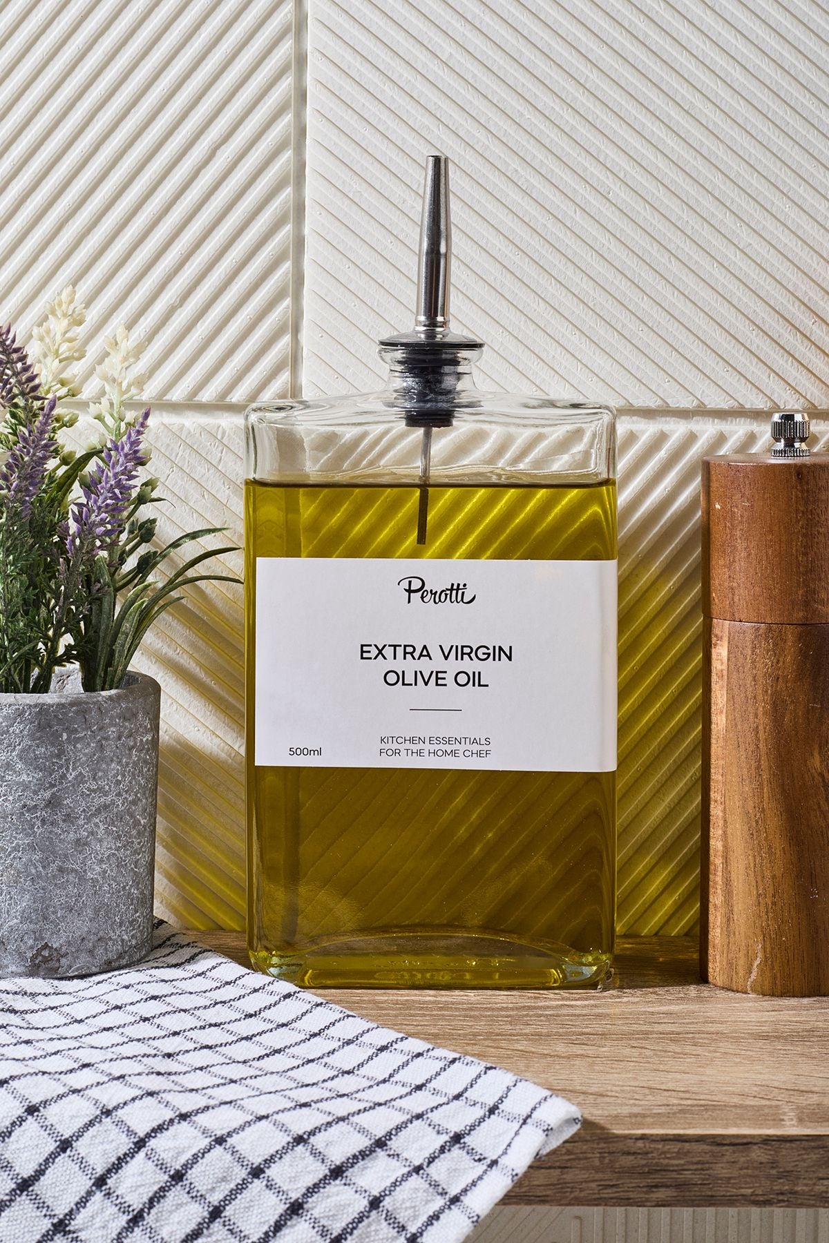 Bouteilles à huile et vinaigre en verre 500 ml – Design carré avec bec verseur anti-goutte