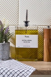 Bouteilles à huile et vinaigre en verre 500 ml – Design carré avec bec verseur anti-goutte