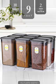 <tc>طقم علب خزين كبير الحجم - متعدد الاستخدام - شفاف بغطاء محكم الغلق - 9 قطعه - 3200 مل</tc>