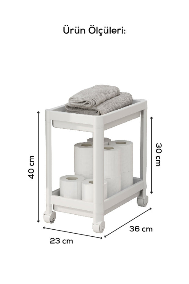 Étagère de Rangement 2 Niveaux sur Roulettes pour Cuisine et Salle de Bain