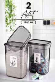 Boîtes de rangement lessive 2 pièces 2200 ml avec étiquettes – Organisateur pratique buanderie