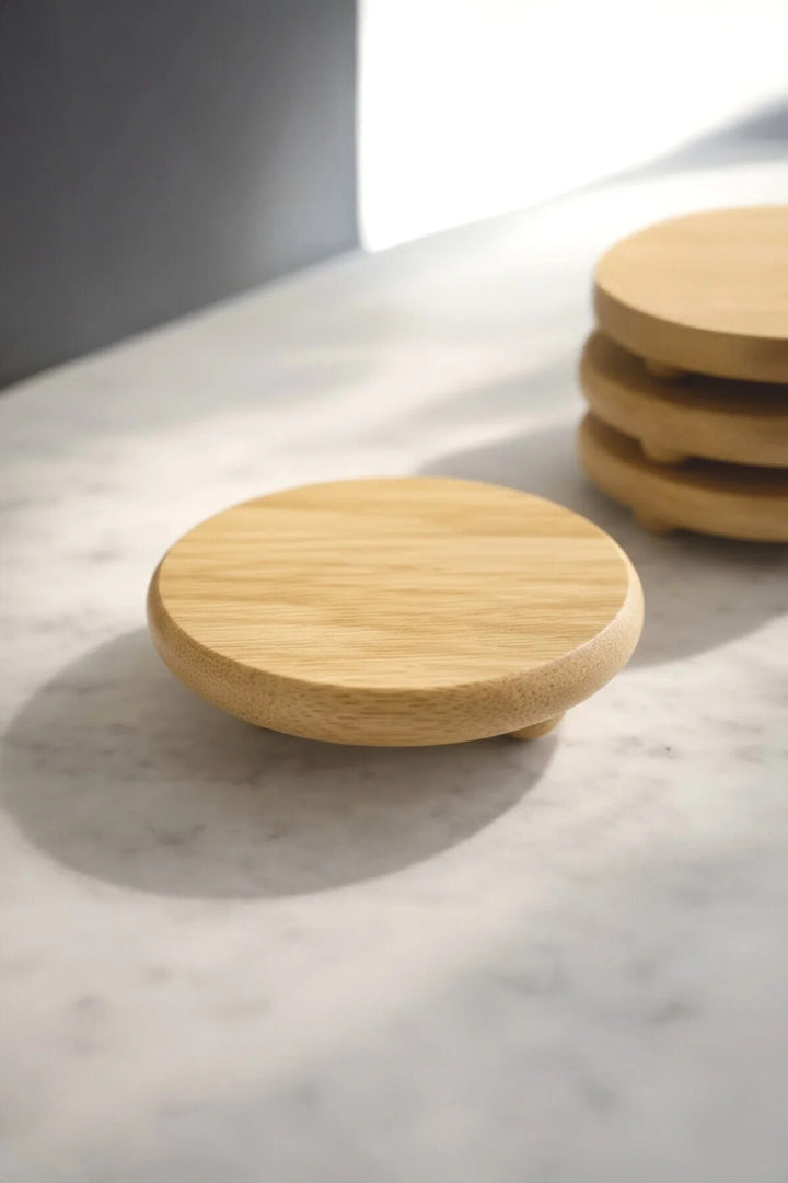 Présentoir Rond en Bambou Naturel avec Pieds – Ø 11 cm
