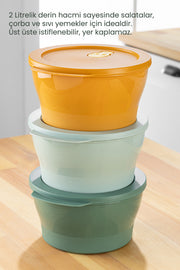 Lot de 3 boîtes de conservation 2 L avec couvercle à clips – Hermétiques, colorées, sans BPA