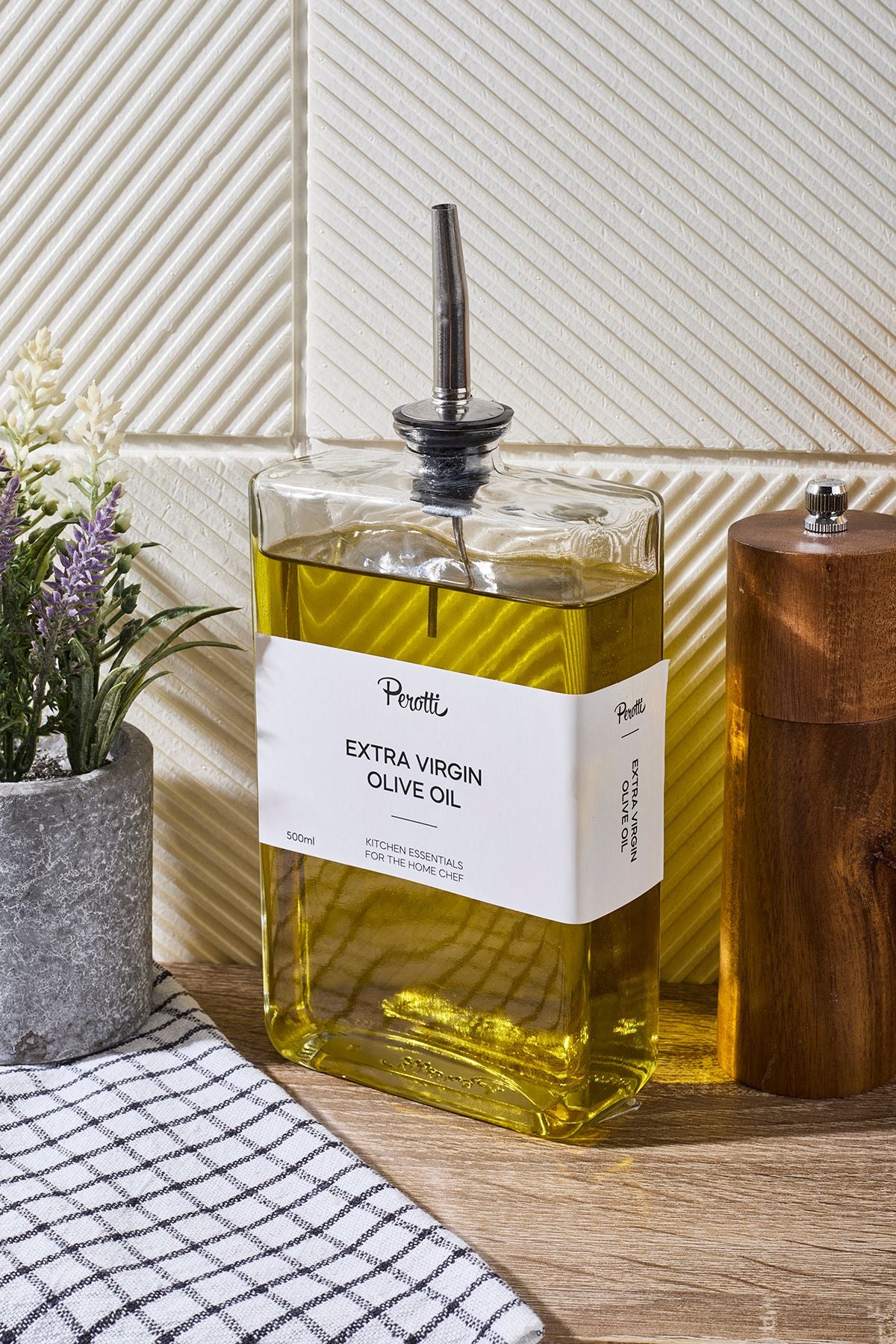 Bouteilles à huile et vinaigre en verre 500 ml – Design carré avec bec verseur anti-goutte