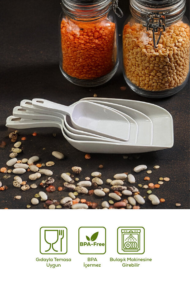 Lot de 4 Pelles Doseuses en Plastique pour Aliments