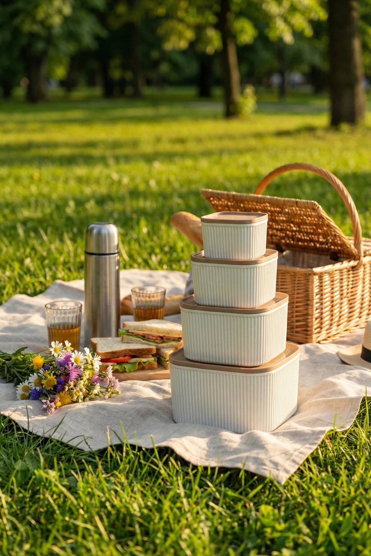 Set de 4 Boîtes de Conservation Carrées Hermétiques – Compatibles Micro-ondes et Congélateur