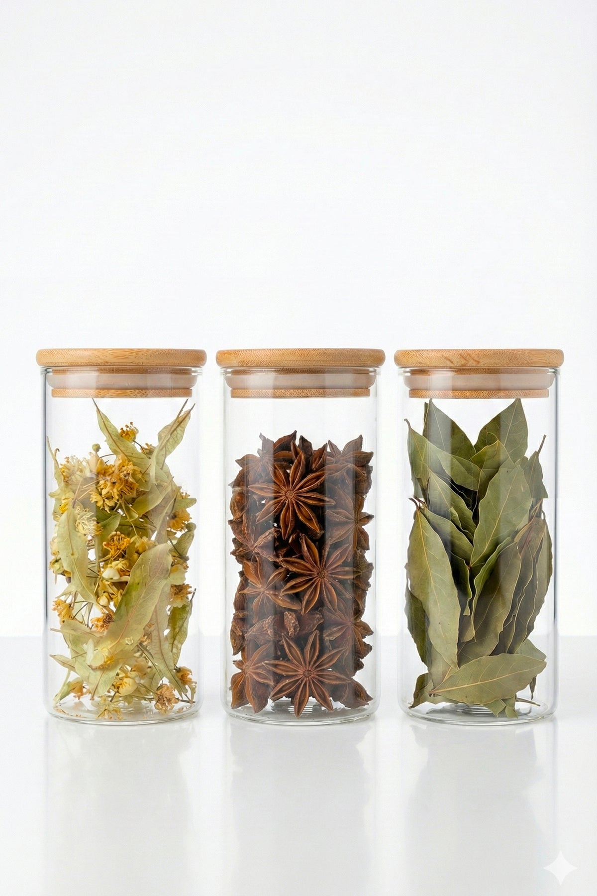 Lot de 3 Bocaux en Verre 350 ml avec Couvercle en Bambou Hermétique