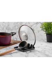 Support multifonction pour couvercle et cuillère – Organisateur de cuisine compact