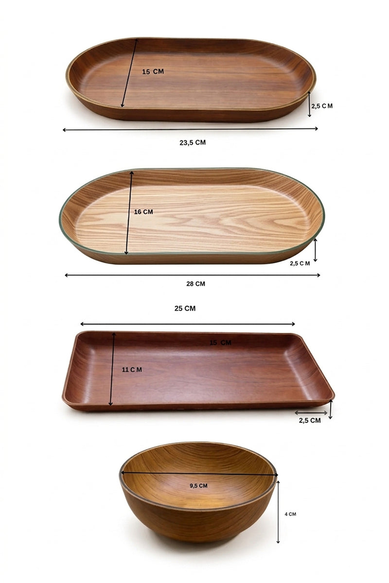 Set Petit-Déjeuner 8 Pièces Effet Bois
