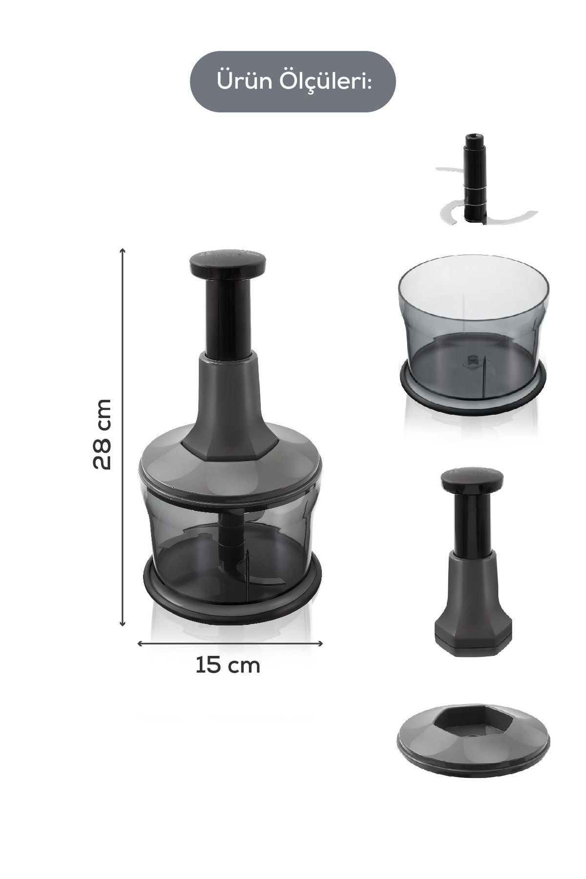 Hachoir manuel pratique à pression 800 ml avec lames en acier inoxydable