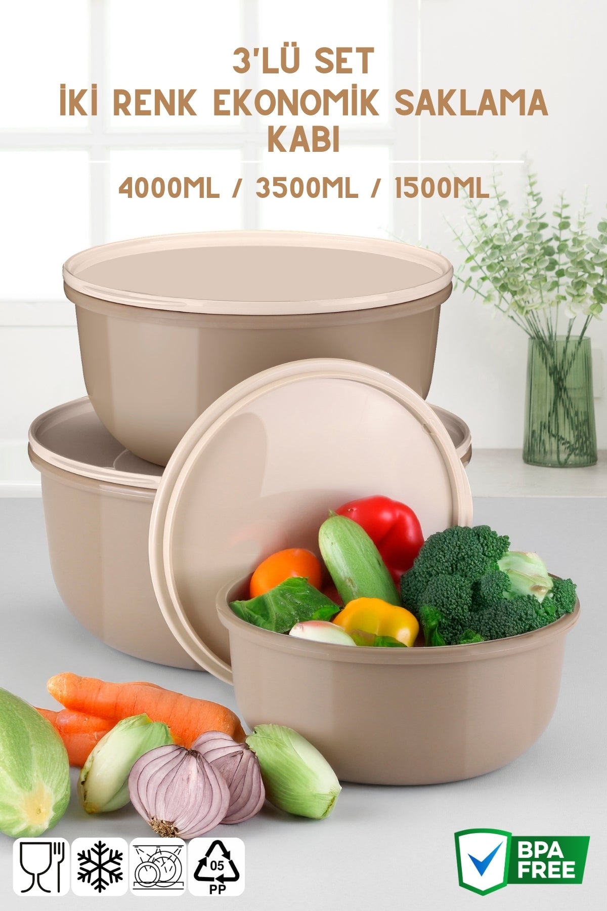 Set de 3 Boîtes de Conservation Rondes – 1,5 L + 2,5 L + 4 L