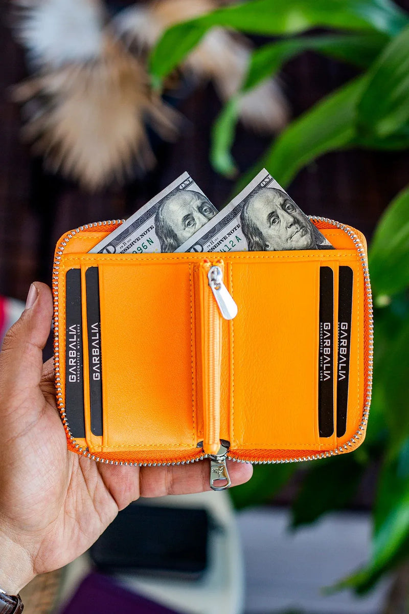 Portefeuille unisexe en cuir véritable Crazy Leather zippé avec porte-monnaie – Taba Sydney