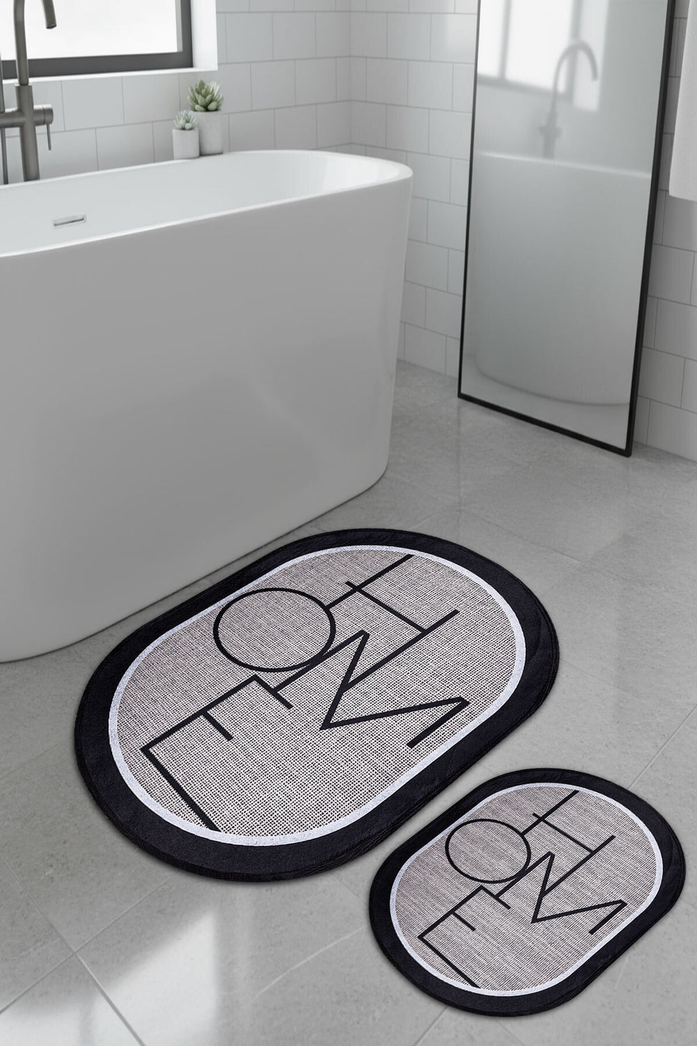 Set de 2 Tapis de Toilette avec Motif - 60x90 cm et 40x60 cm