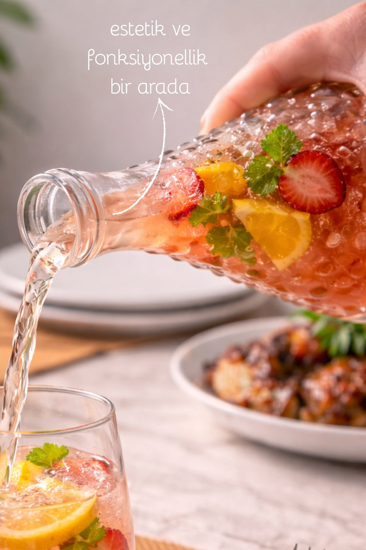 Carafe en Verre Artisanale avec Couvercle Bubble – 1 Litre