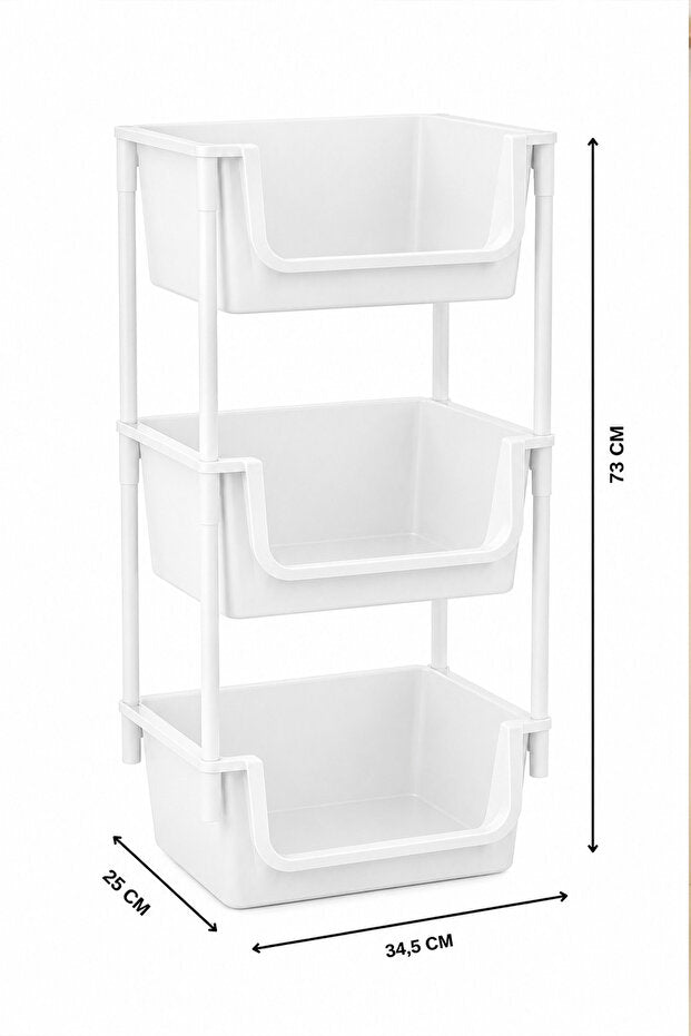Étagère de Rangement 3 Niveaux Multifonction