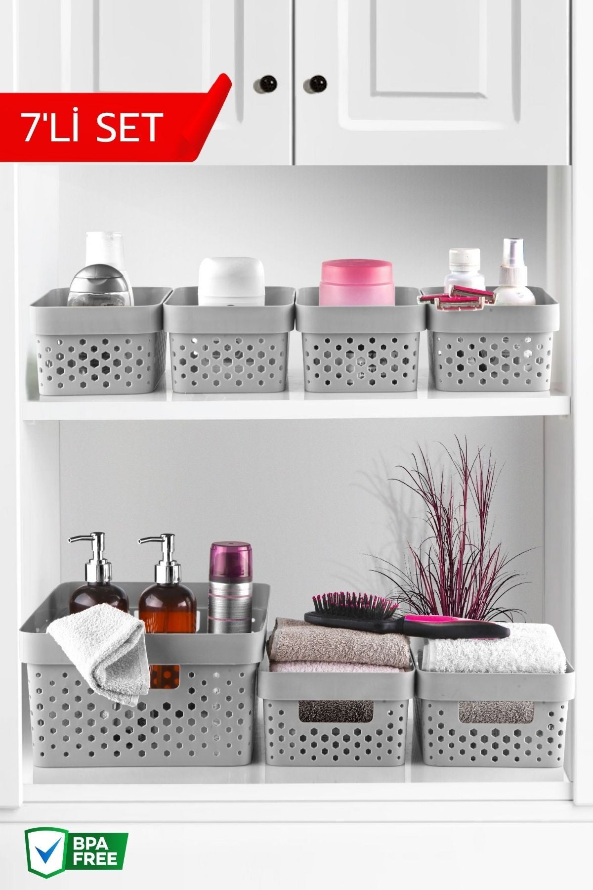 7 Parça Çok Amaçlı Düzenleyici Penta Köşeli Sepet JHome