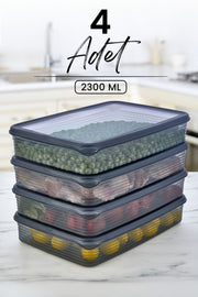 Boîtes de conservation réfrigérateur et micro-ondes 4 pièces 2300 ml – Organisateur pratique de cuisine