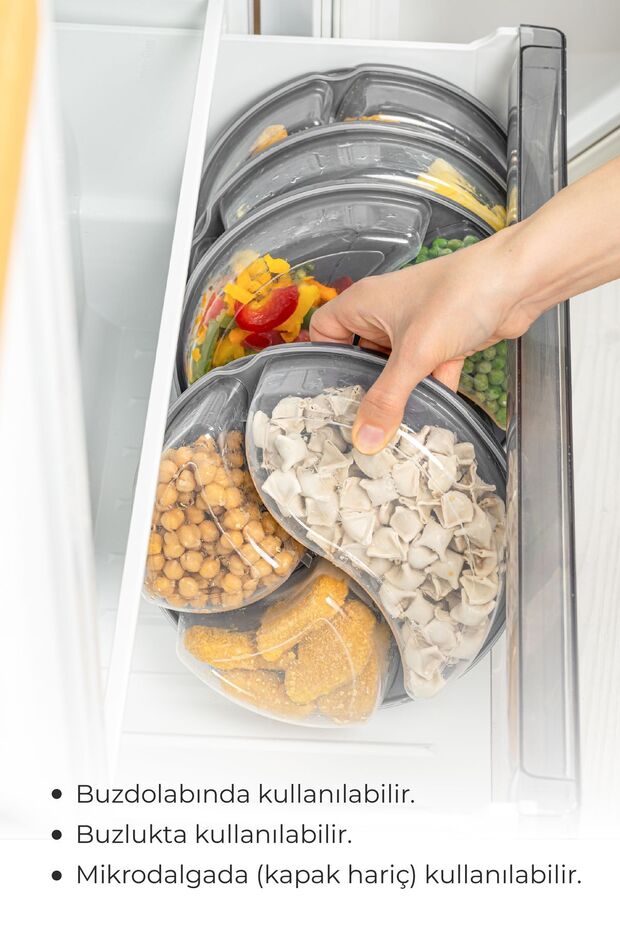 Lot de 2 Boîtes Alimentaires Rondes 3 Compartiments 1,2 L