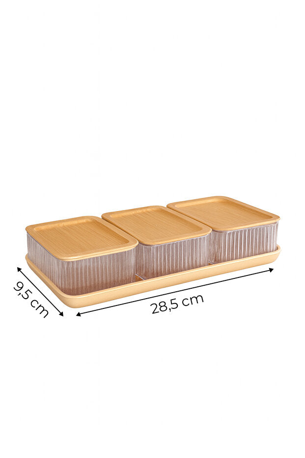 Set Petit-Déjeuner 3 Bols avec Couvercles et Plateau de Service