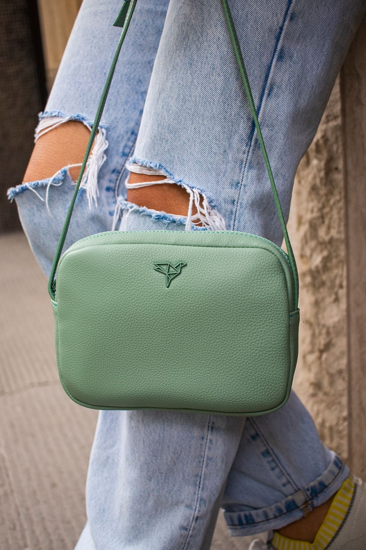 Liberty Ayarlanabilir Çapraz El Kol Omuz Askılı Fermuarlı Min Yeşili Kadın Mini Çanta - Justyol