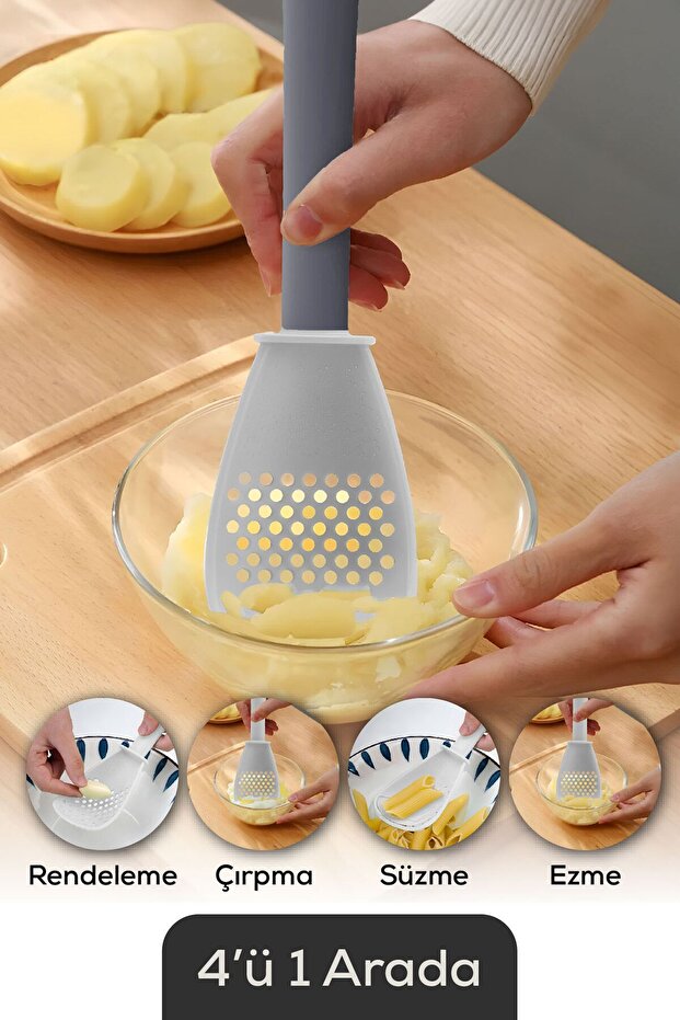 Presse-Purée et Presse-Ail Multifonction avec Cuillère Passoire