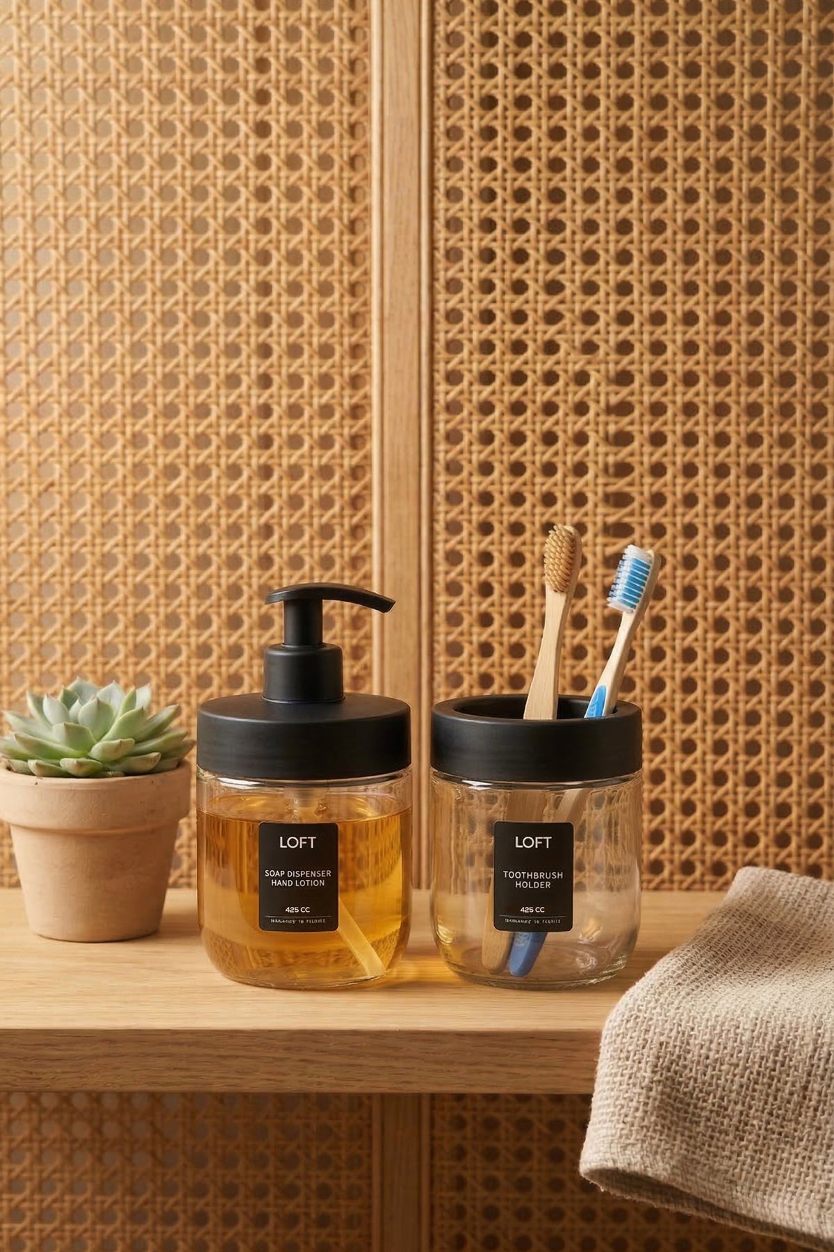 Set de Salle de Bain en Verre 2 Pièces 425 ml