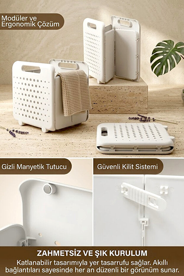 Panier à Linge Pliable 32 L Multifonction avec Poignées