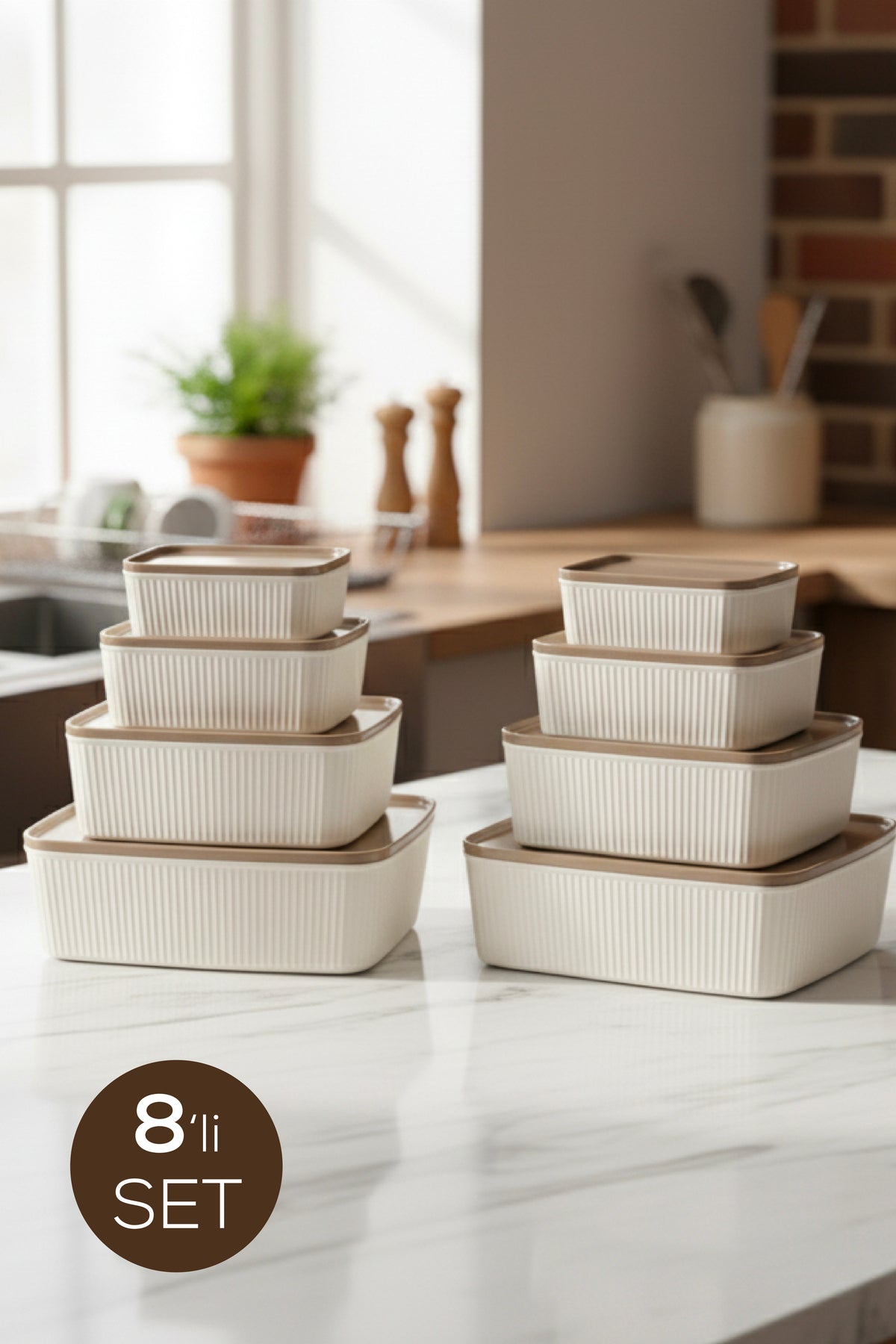 Set de 8 Boîtes de Conservation Élégantes avec Couvercle