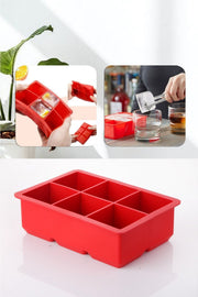 Grand bac à glaçons en silicone à 6 compartiments – moule à glaçons carré en silicone noir (6 cases)