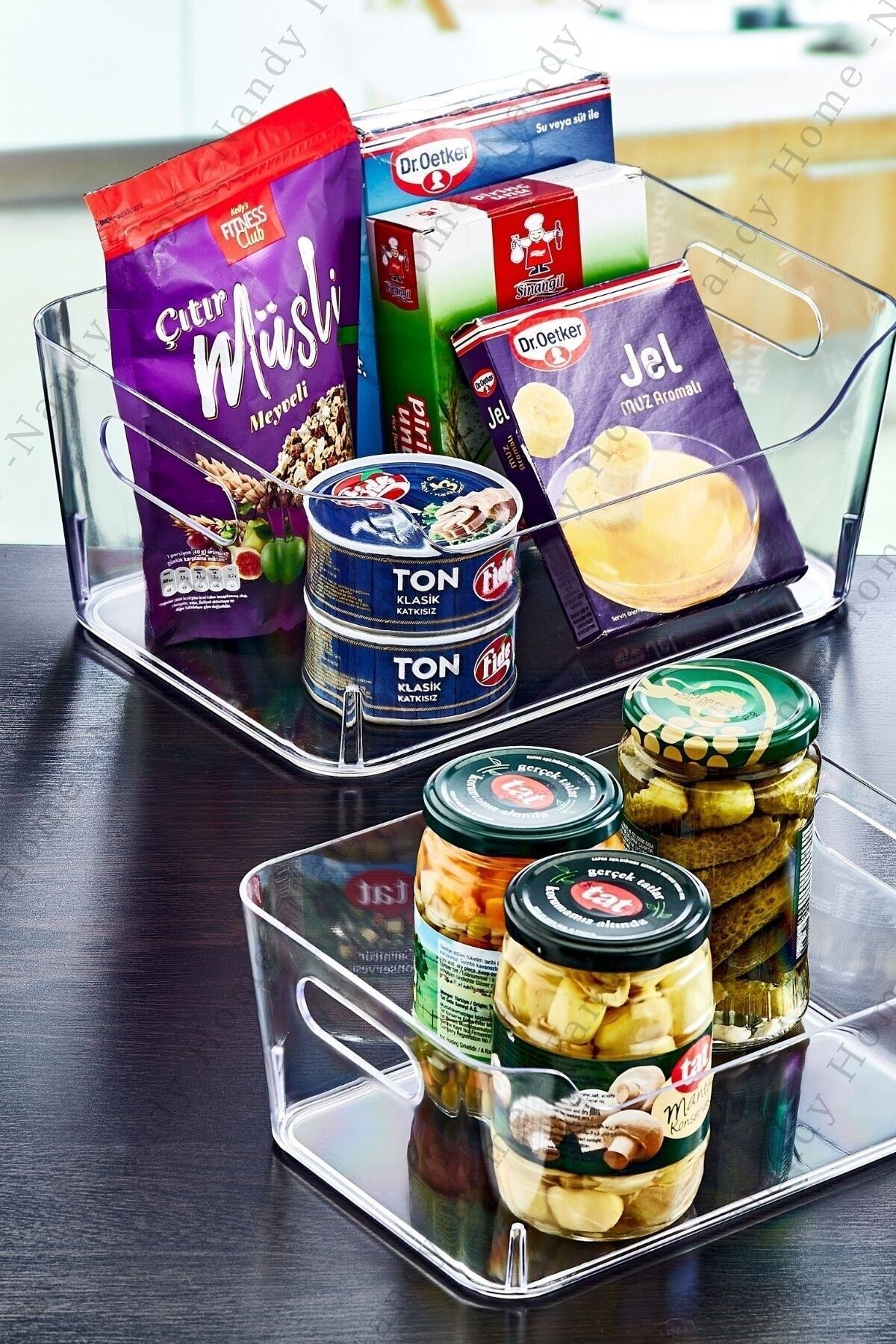 5 Lt Clear Buzdolabı & Dolap Içi Düzenleyici Organizer 3 Adet 27x19x11,5 Cm JHome